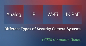 Different Types of Security Camera Systems Explained (2026) — Analog, IP, Wi-Fi, 4K PoE, and More