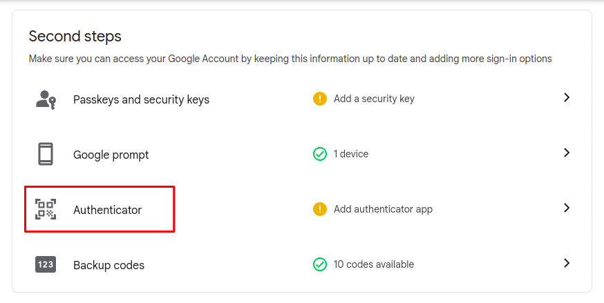 Google account 2-step verification