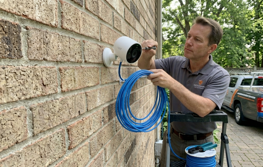 Power over Ethernet (PoE) security camera installation